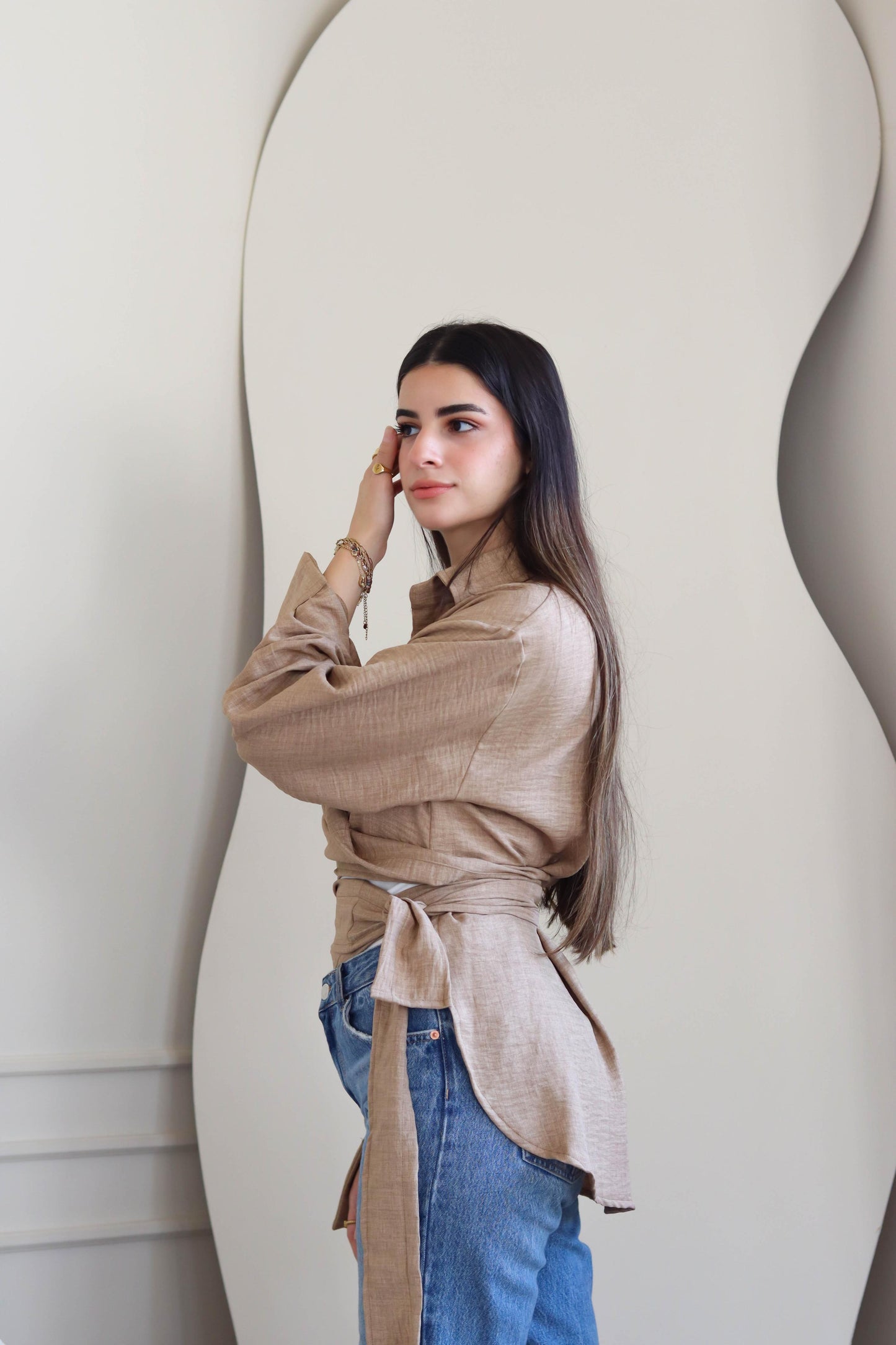 Crisscross linen chemis