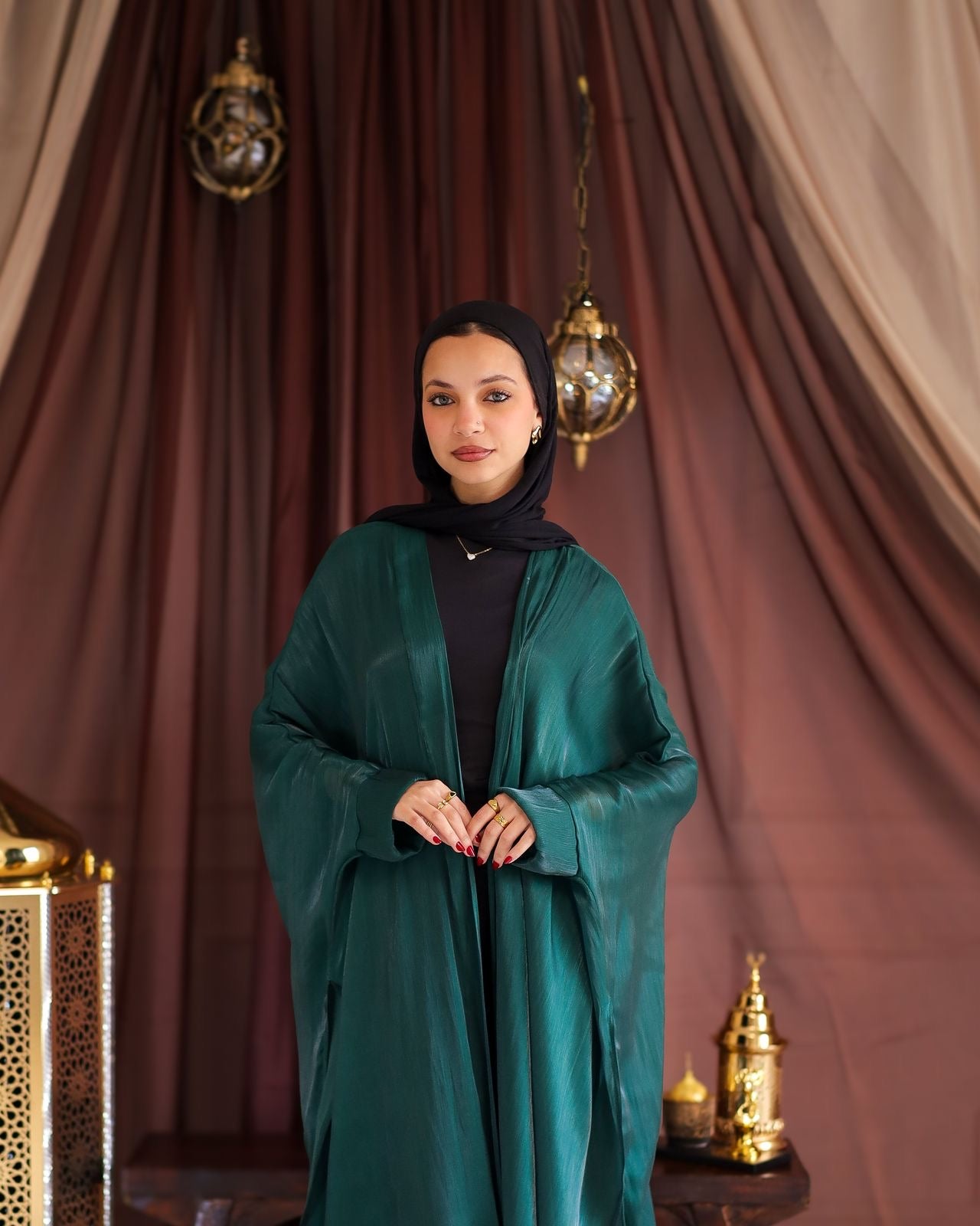 Fajr shawl kaftan in dark green