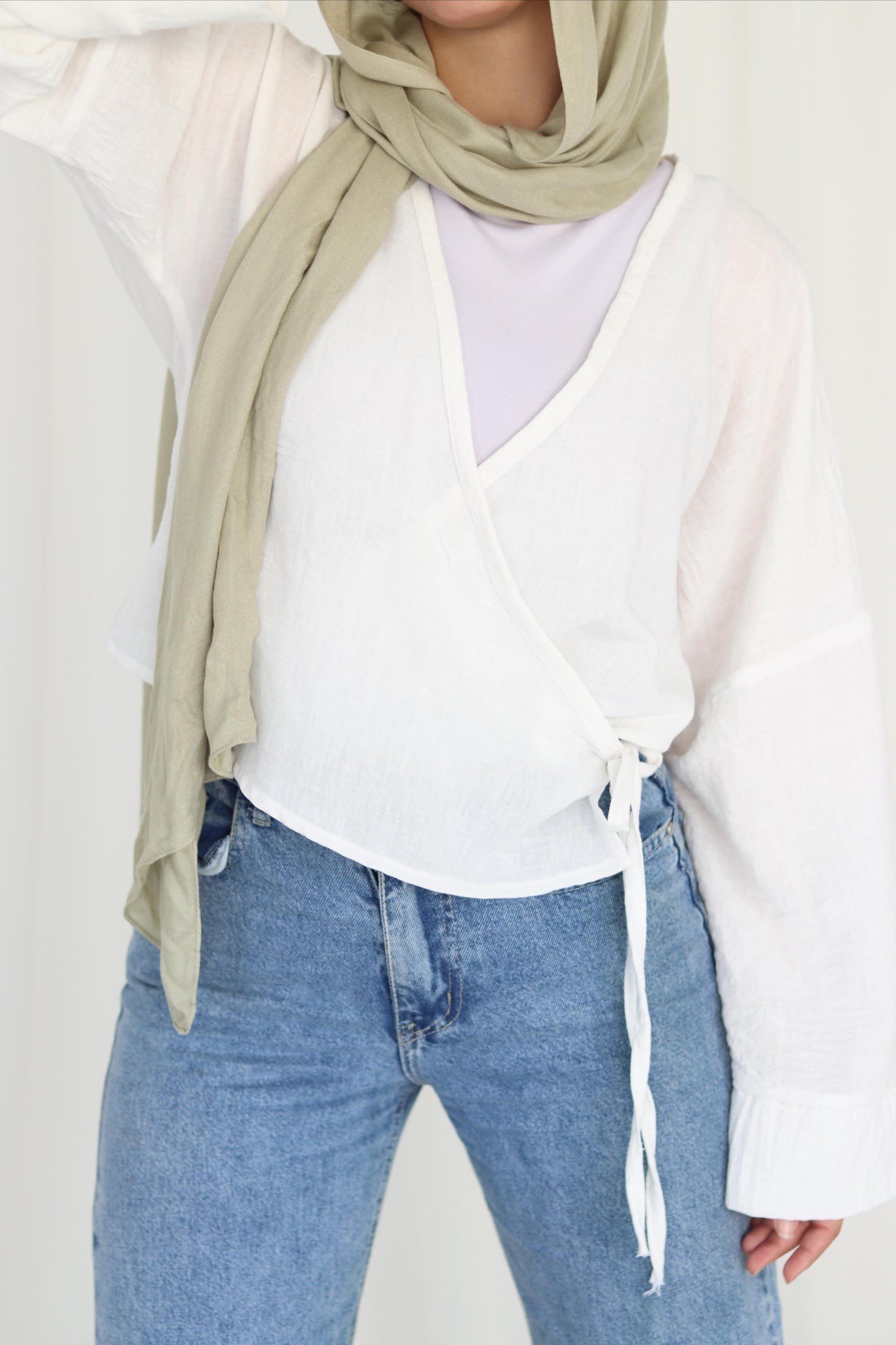 White wrap blouse