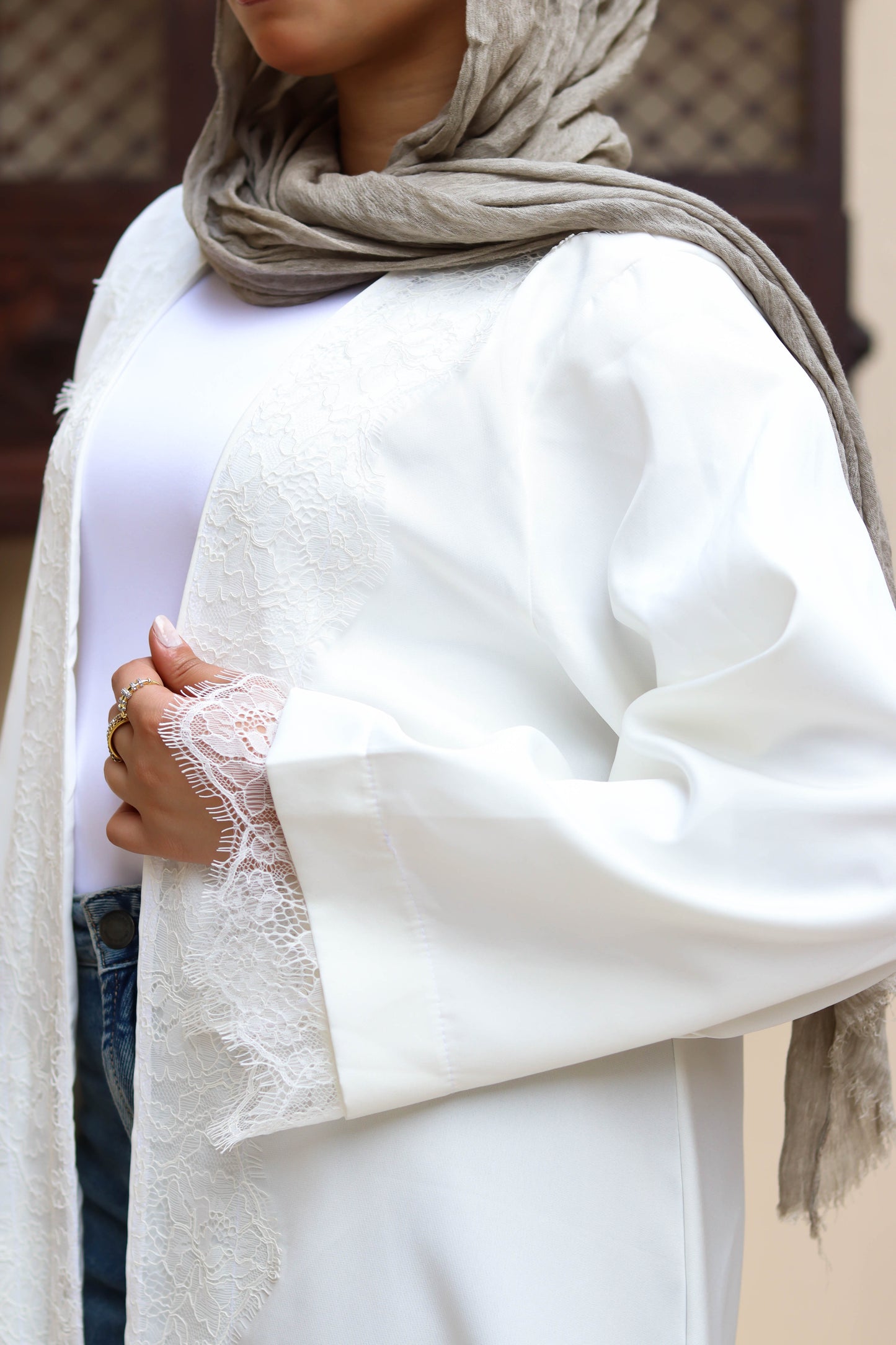 White soft lace kaftan