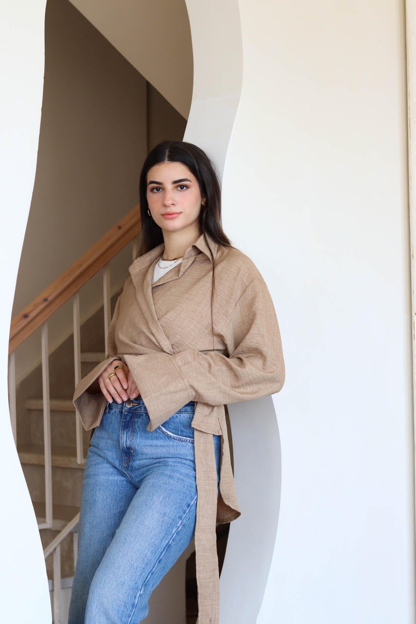 Crisscross linen chemis