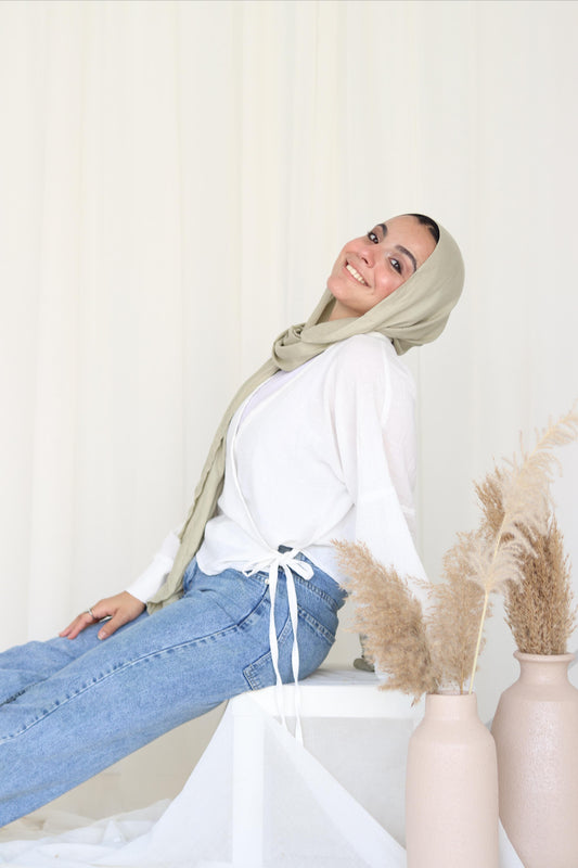 White wrap blouse