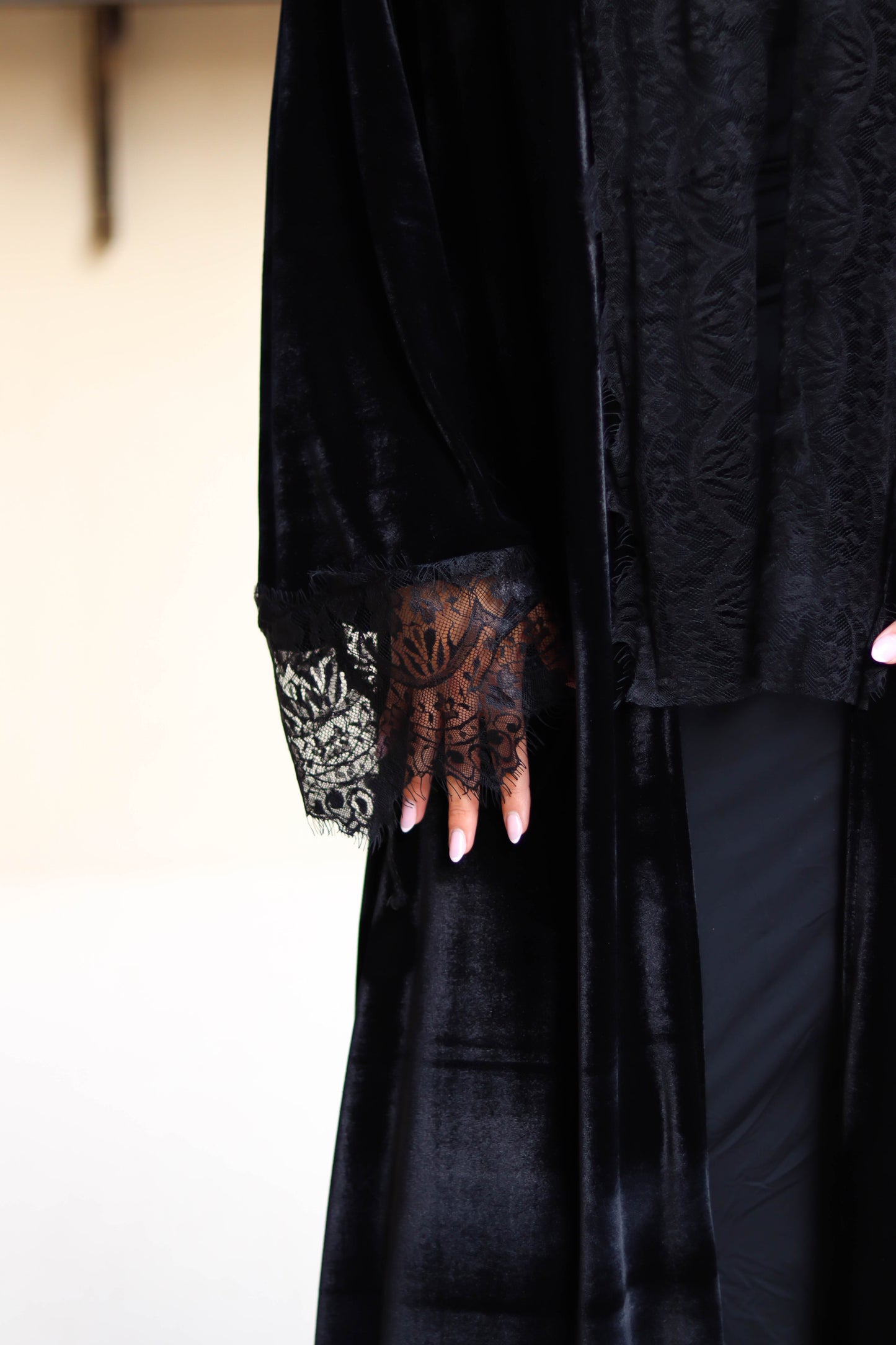 Black velvet lace kaftan
