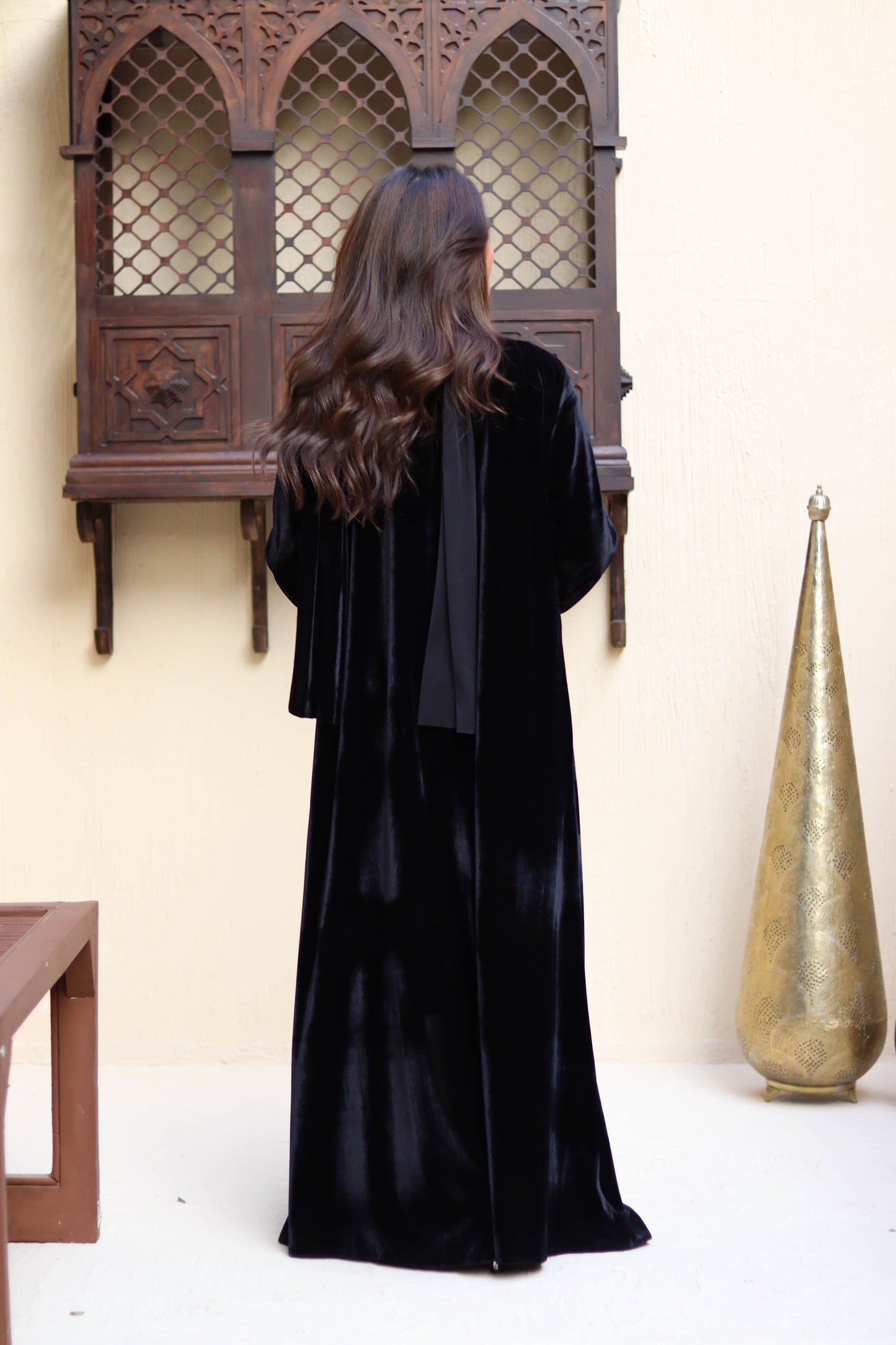 Black velvet lace kaftan