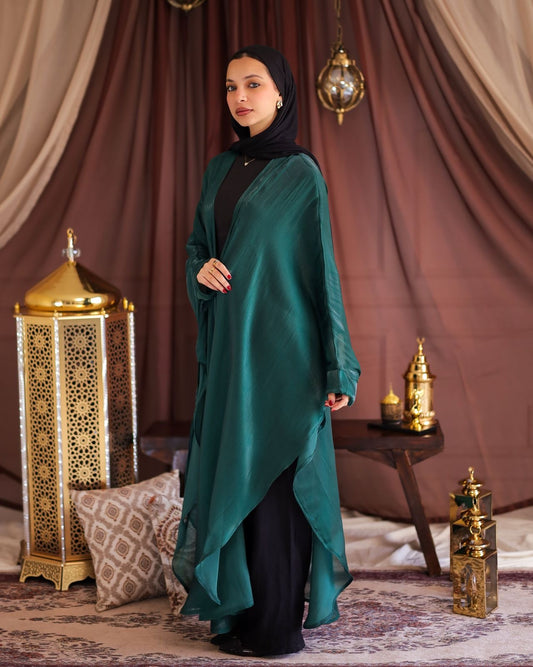 Fajr shawl kaftan in dark green