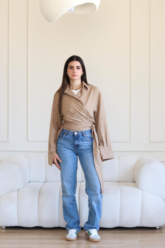 Crisscross linen chemis