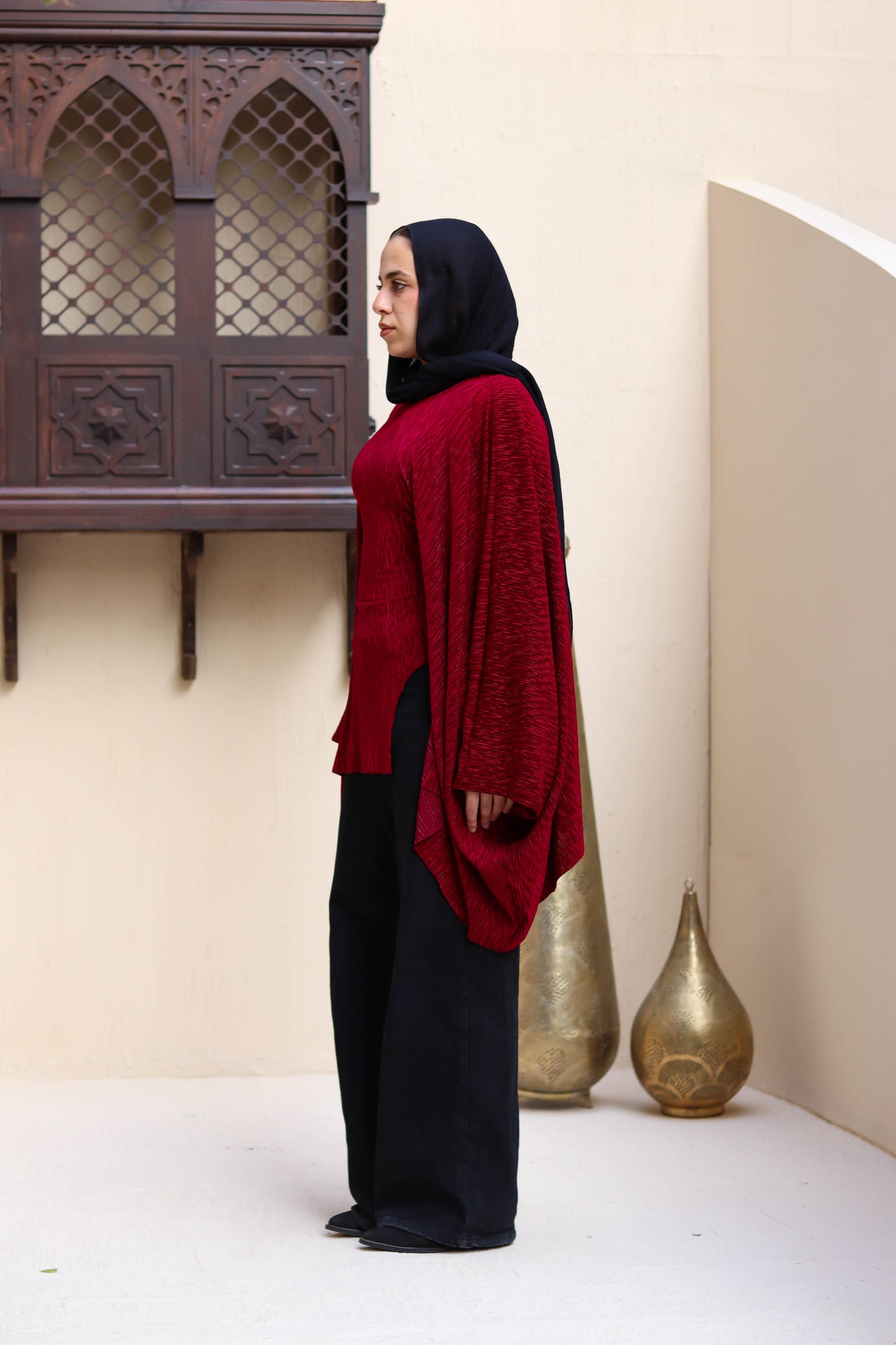 Burgundy flatter blouse