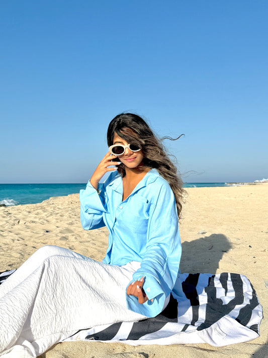 Blue Cropped chemise