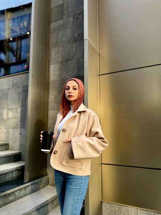 Beige Cropped Coat